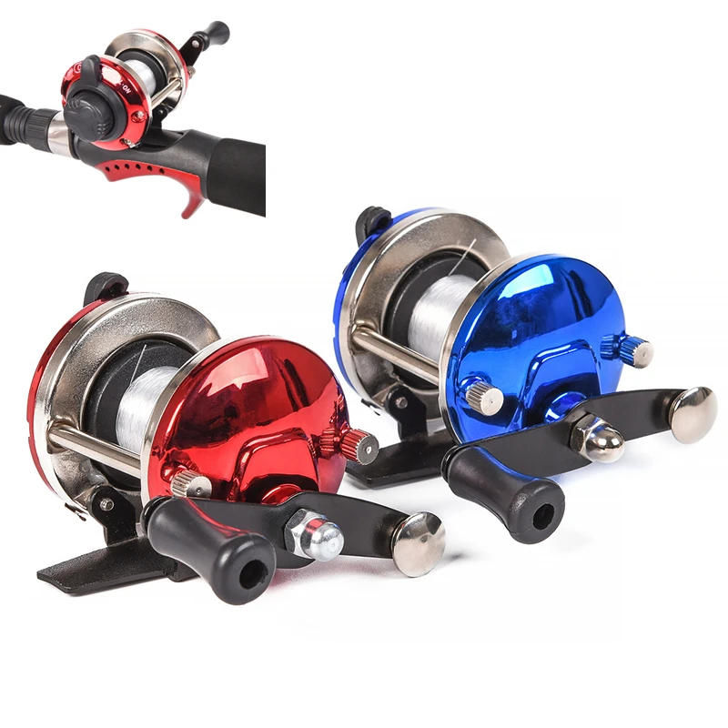 

Mini Roller Reel Ice Fly Fishing Reel Bearing Ball Spinning Drum Sea Wheel with 50M Fishing Line Blue / Red Optional
