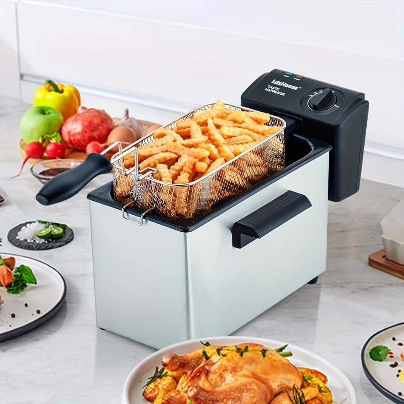 

Electric Deep Fryer Stainless Steel French Fries Chicken Frying Machine Temperature Adjustable Smokeless Frying Pot With Basket