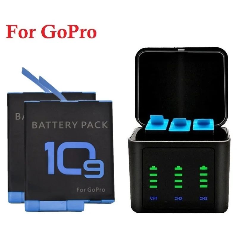 

Аккумулятор для экшн-камеры GoPro Hero9 Hero 10 1850 мАч/3 слота для карт со светодиодсветильник кой