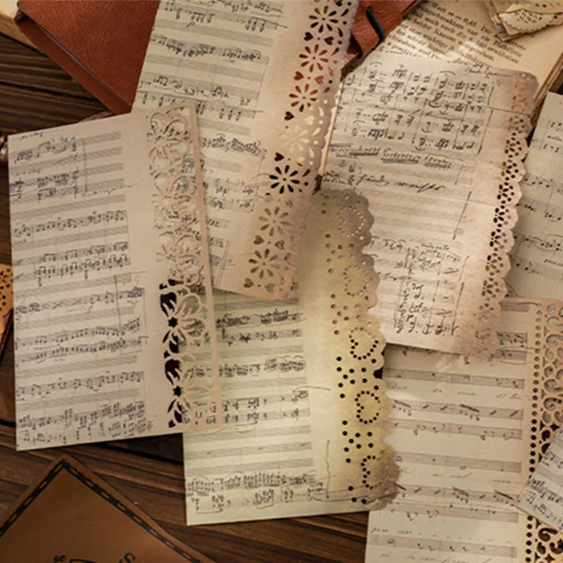 

Vintage Manuscript Material Paper Letter Hollow Lace Junk Journal Planner Scrapbooking Decorative DIY Craft Background Paper