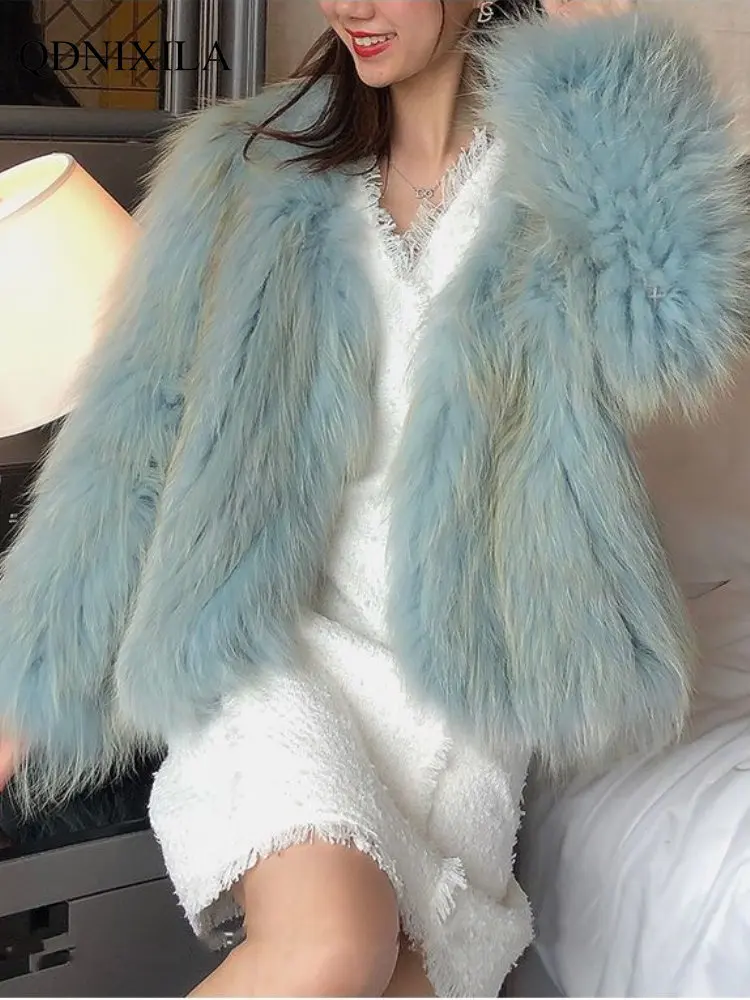 Winter Coat for Women 2022 Women Winter Jacket New Style Imitation Fox Fur Woven Fur Coat Women's Short Faux Fur Coat Women