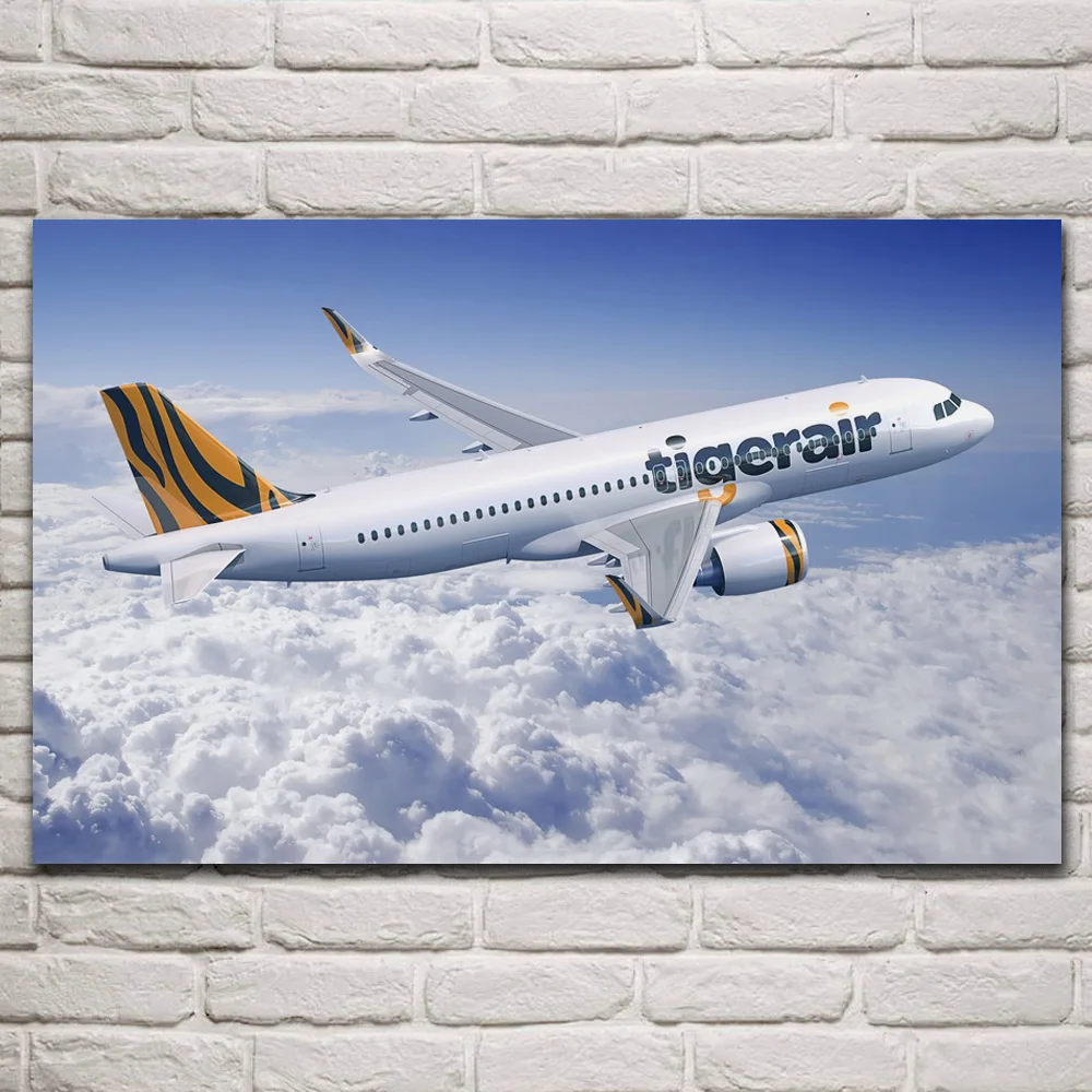 

airbus a320neo passenger plane civil aviation fabric posters on wall picture living room home decoration wood frame art KR012