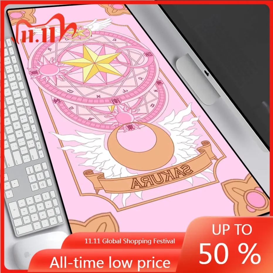 

Anime Card Captor Sakura Big Mouse Pad Gamer Otaku Locking Edge Gaming Mouse-Pad Cartoon XXL Notebook Computer Desk Keyboard Mat