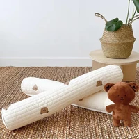 bear embroidery baby bed bumper for newborn rectangle baby crib bumper protector quilted pillow cushion cot bumper room decor