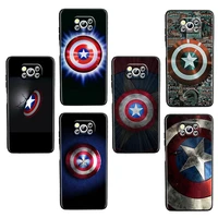 shield captain america marvel for xiaomi civi mi poco x3 nfc f3 gt m4 m3 m2 x2 f2 pro c3 f1 silicone shell capa black phone case