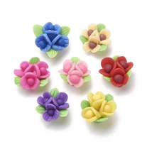 10pcs 19mm colorful handmade polymer clay flowers loose beads for diy bracelet earring jewelry making accessoires