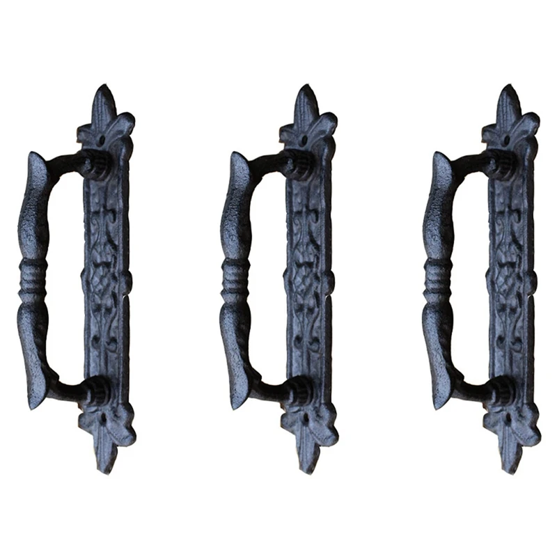 

3X European Retro Cast Iron Craft Door Handles For Garden/Courtyard Door Handle Decoration For Home Door