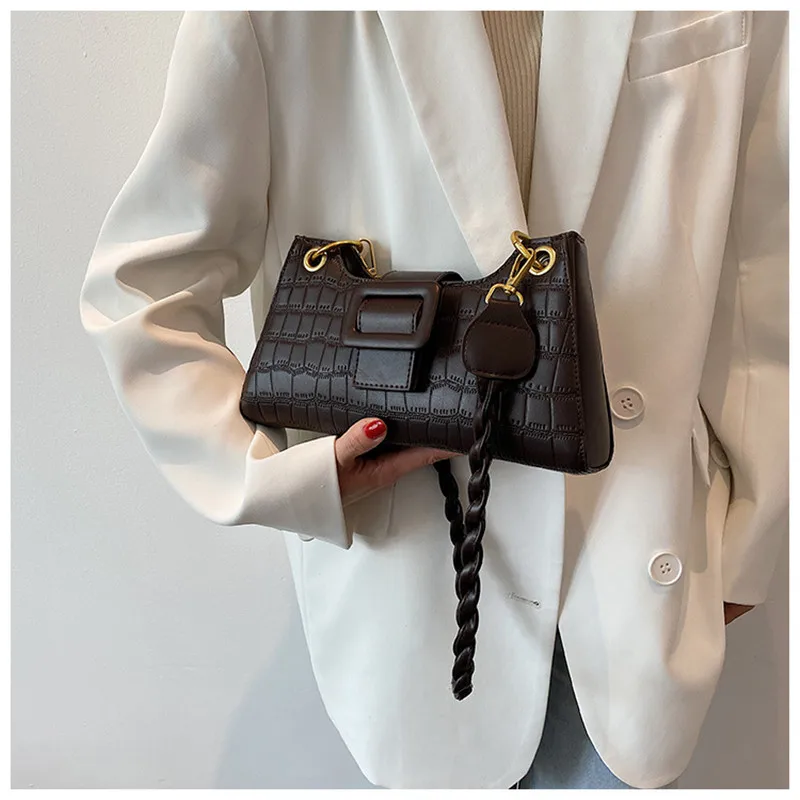 

Fashion Exquisite Messenger Bag Retro Casual Women Tote Single Shoulder Bags New PU Leather Solid Color Chain Handbag for Women