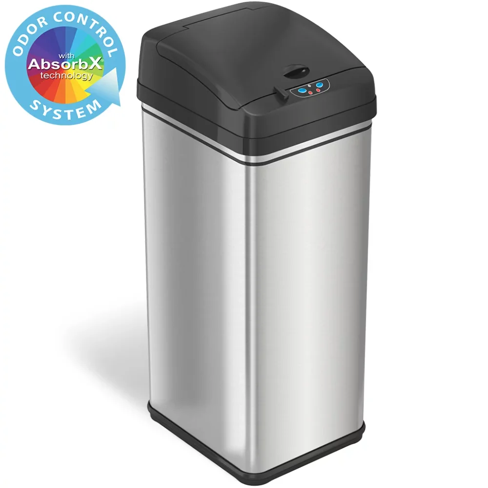 

iTouchless 13 gal Odor Absorbing Automatic Stainless Steel Kitchen Garbage Can bathroom bin