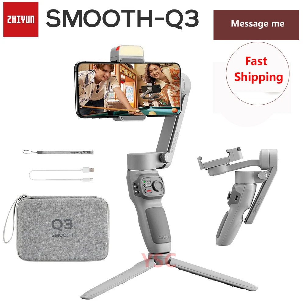 

Ручной 3-осевой шарнирный стабилизатор Zhiyun Smooth Q3 для смартфона, складной стабилизатор, совместимый с iPhone и Android