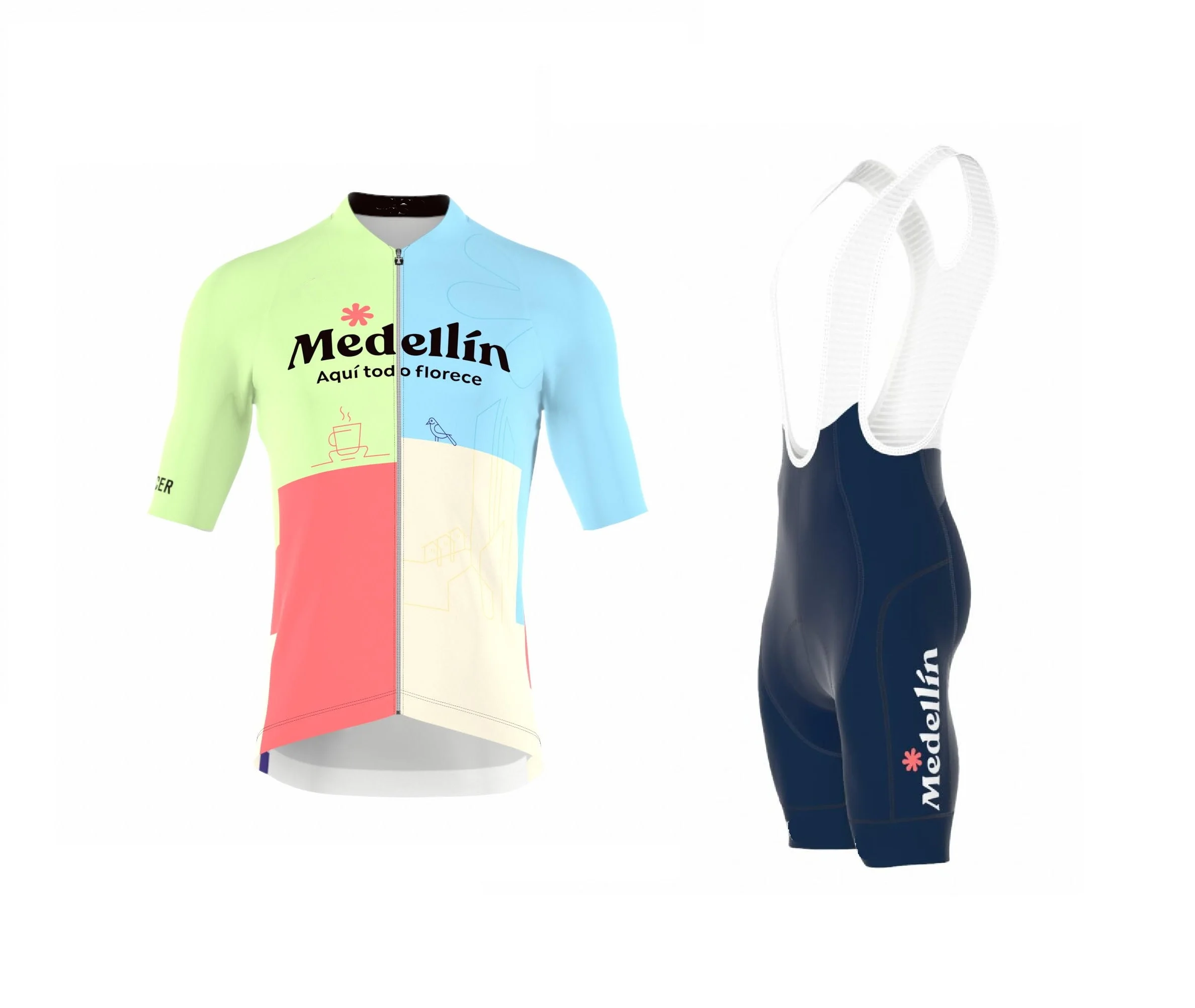 

2023 Medellin - EPM TEAM new Men's Cycling Jersey Short Sleeve Bicycle Clothing With Bib Shorts Ropa Ciclismo