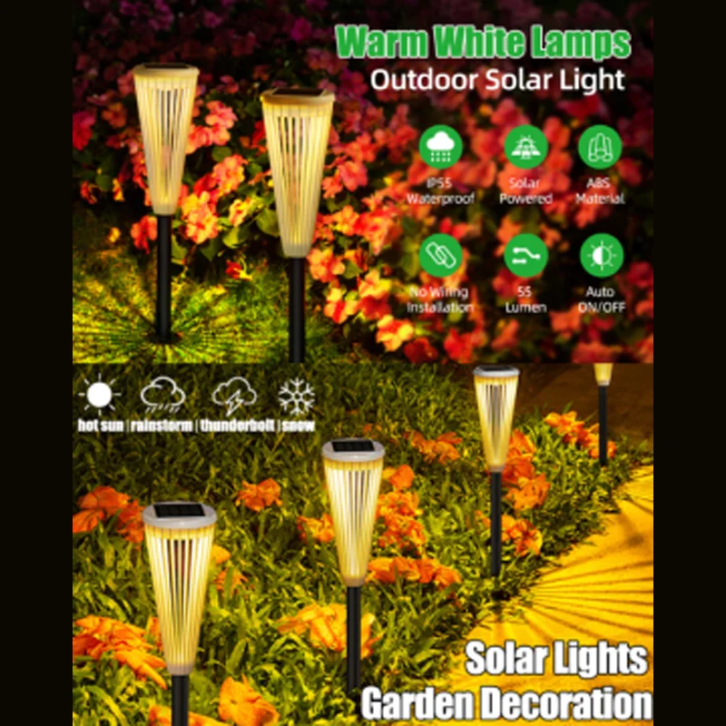 

New LED Solar Lights Outdoor Garden Lamps IP65 Waterproof For Lawns Landscape Path Yard Backyard Lightings Patio Pathway Decors