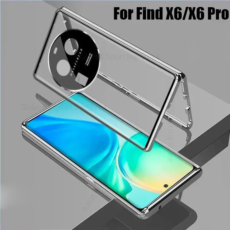 Чехол для телефона из закаленного стекла с магнитной адсорбцией OPPO Find X5 X3 Pro 360