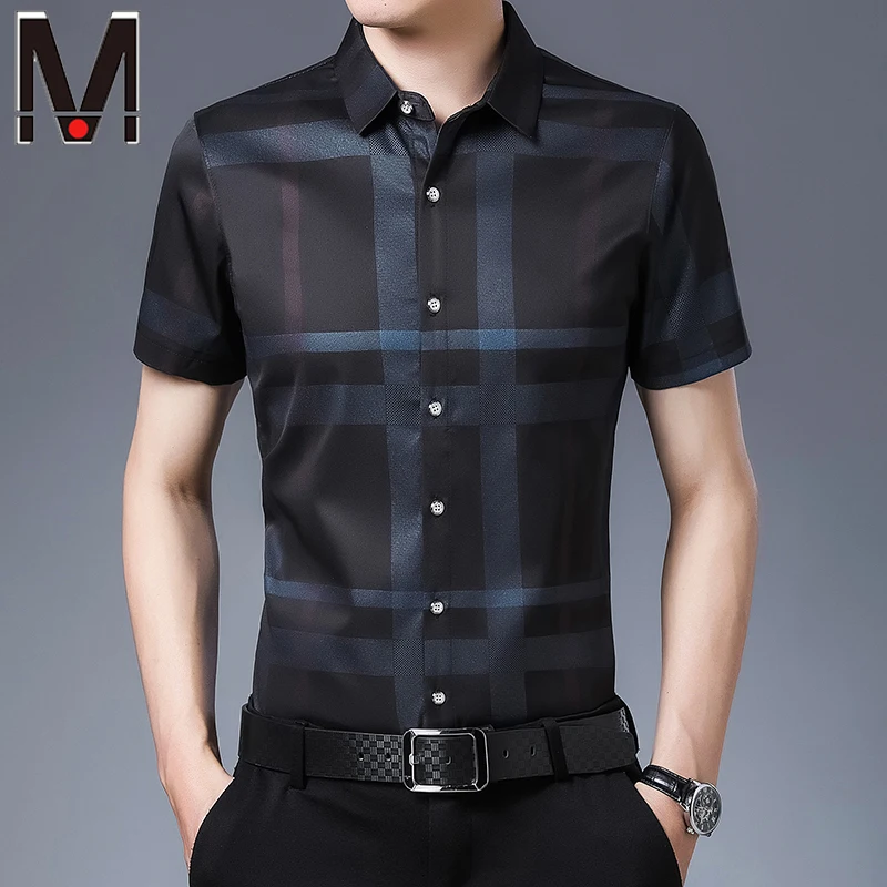 

MC Fast Shipping New Men's Short Sleeve Striped Printed Shirt Casual Short Sleeve Top