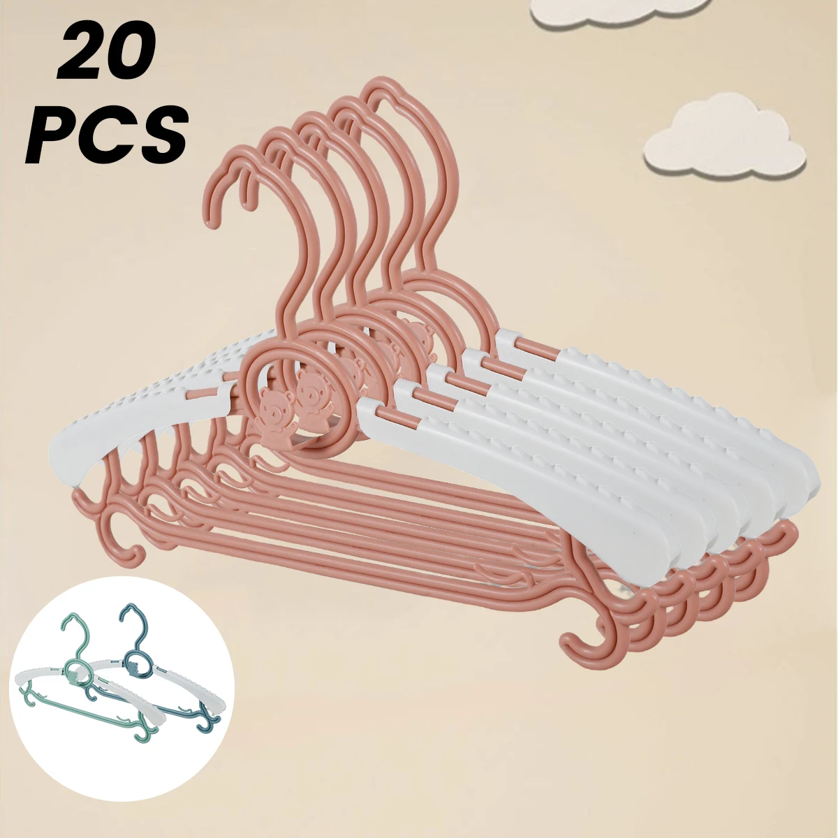 

20 Pcs Baby Hangers with Sides Hook Non-slip Retractable Nursery Closet Hanger Durable Nursery Clothes Hanger Heavy Duty