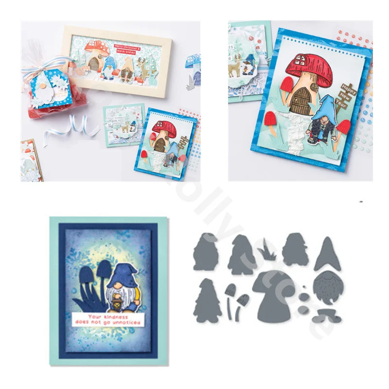 

Милые металлические штампы и прозрачные штампы в виде Гнома На Хэллоуин для рукоделия, альбом для скрапбукинга, печать, Декор, тиснение, рем...