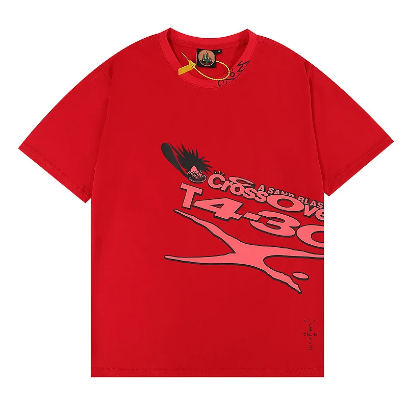 

Kanye West Red Hip Hop Fashion Graffiti Print T-Shirts Man Tops Tees Couple Summer TShirts Casual 2022SS Cactus Jack Streetwear
