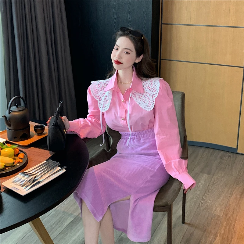 

Корейская Вельветовая фиолетовая юбка, новинка весны и осени 2022, Корейская шикарная модная приталенная Яркая юбка для снижения возраста