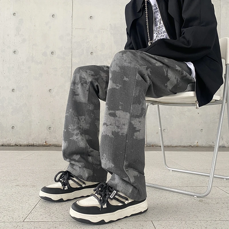 Осень/Зима 2023 темные окрашенные джинсы с принтом для мужчин дизайн Micro Rage