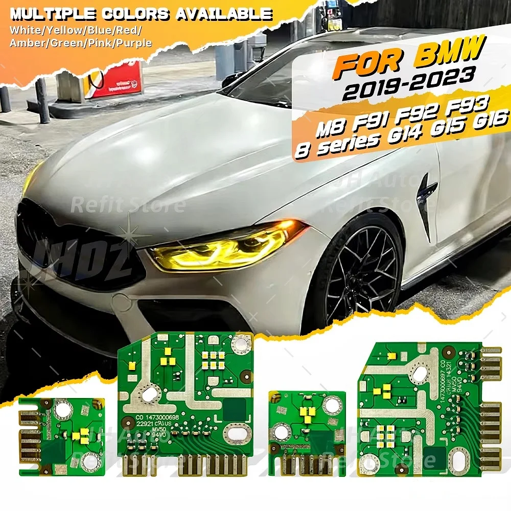 Фото Для BMW 8 серии G14 G15 G16 M8 F91 F92 F93 840i: Желтые, синие, красные светодиодные платы Angel Eyes DRL для фар, чипы для дневных ходовых огней №1