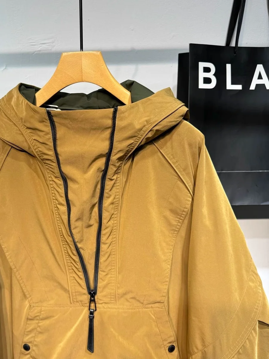 Американский новый свободный однотонный пуховик-карго с большим карманом на