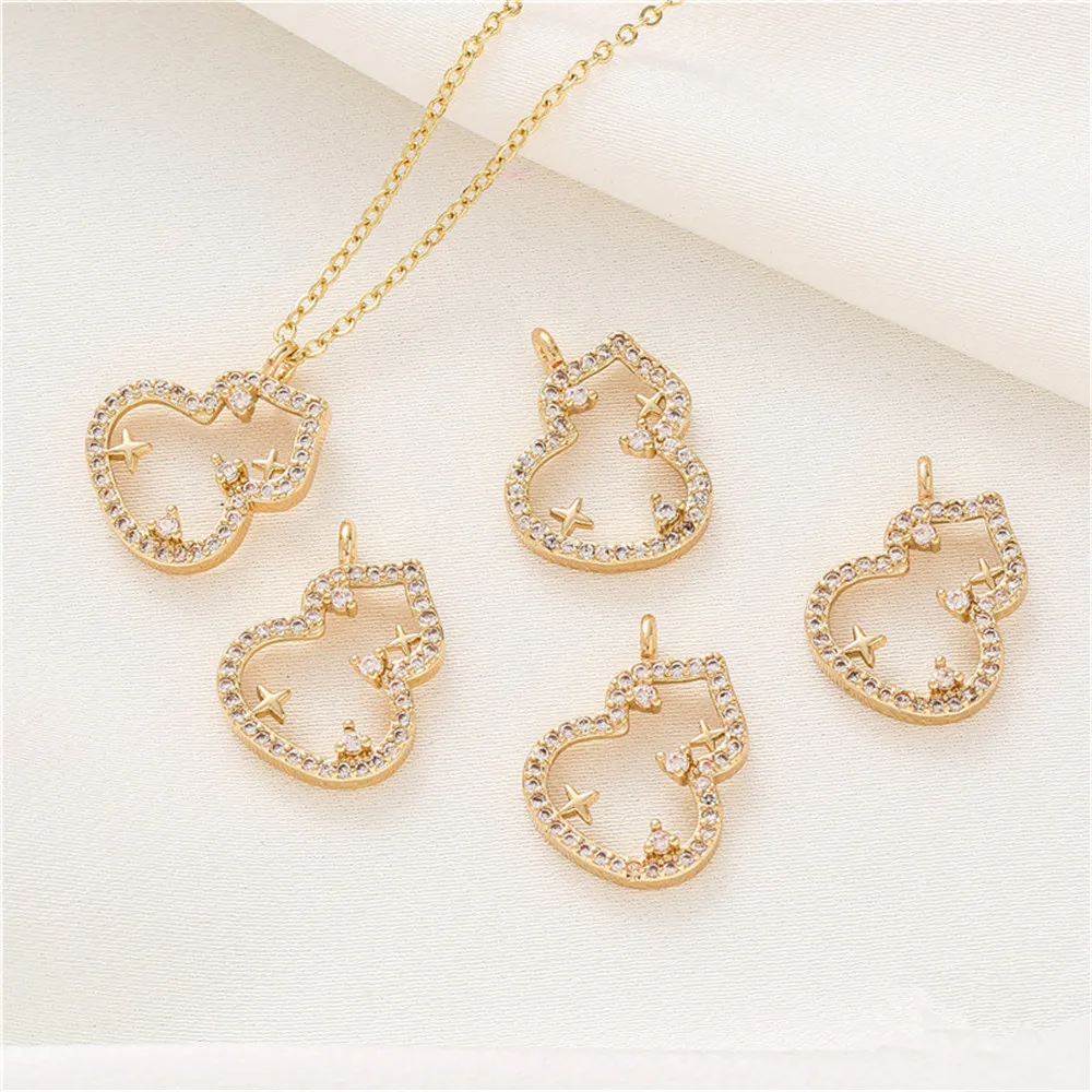 

14K gold with zirconia gourd pendant diy handmade bracelet necklace jewelry products small charm charm accessories