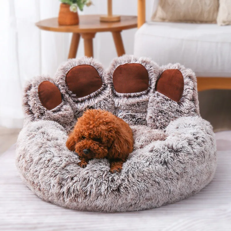 

Dog Warm Paw Cushion Kennel Big Washable Bed Deep Small Pet House Mat Dogs Cat Comfortable Winter Bear For Teddy Sleep Shape Bed