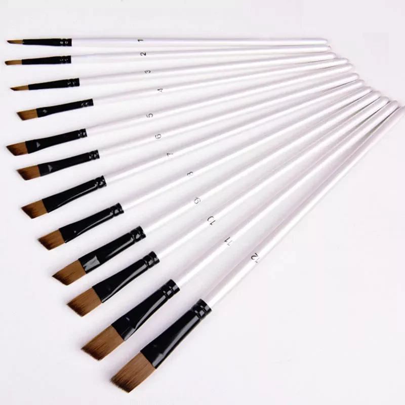 

12Pcs/Set Oil Painting Brushes Patchwork Color Multi-function Portable Drawing Art Supplies Wooden Handle Artist Paint Brush