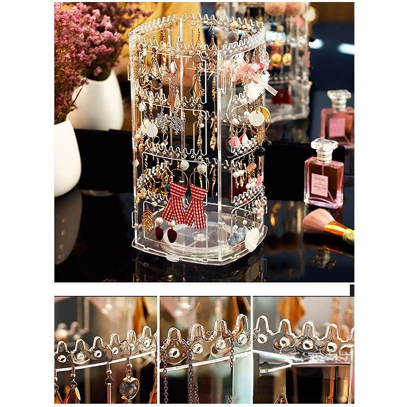 Acrylic Circular Multi Layer Rotating Earring Display Rack Rotating Household Finishing Accessories Storage Rack