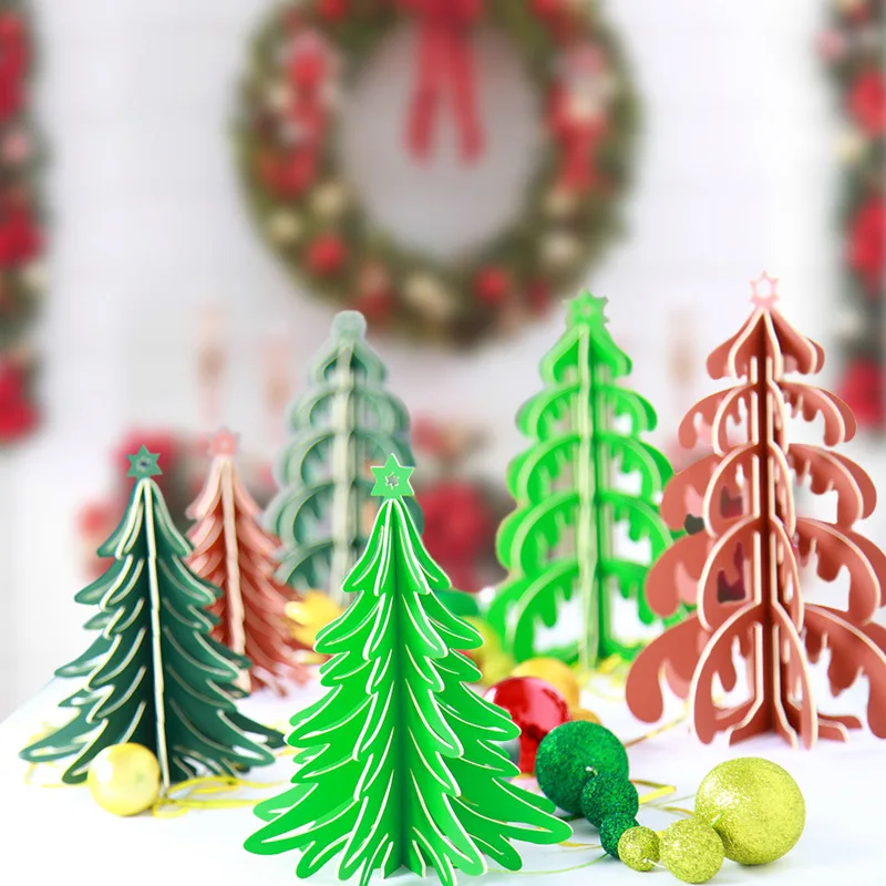 

Christmas Decorations Diy 3d Paper Christmas Tree Desktop Window Decor Ornaments for Festive New Year Christmas Party Supplies