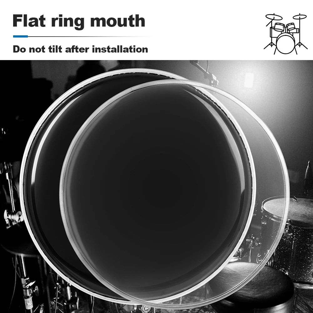 

2 шт. двухслойная пленка для барабана из полиэстера, 8-дюймовая барабанная головка, аксессуары для барабана, черный/прозрачный