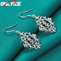 925 sterling silver geometric pattern drop earrings womens fashion glamour christmas party wedding engagement jewelry