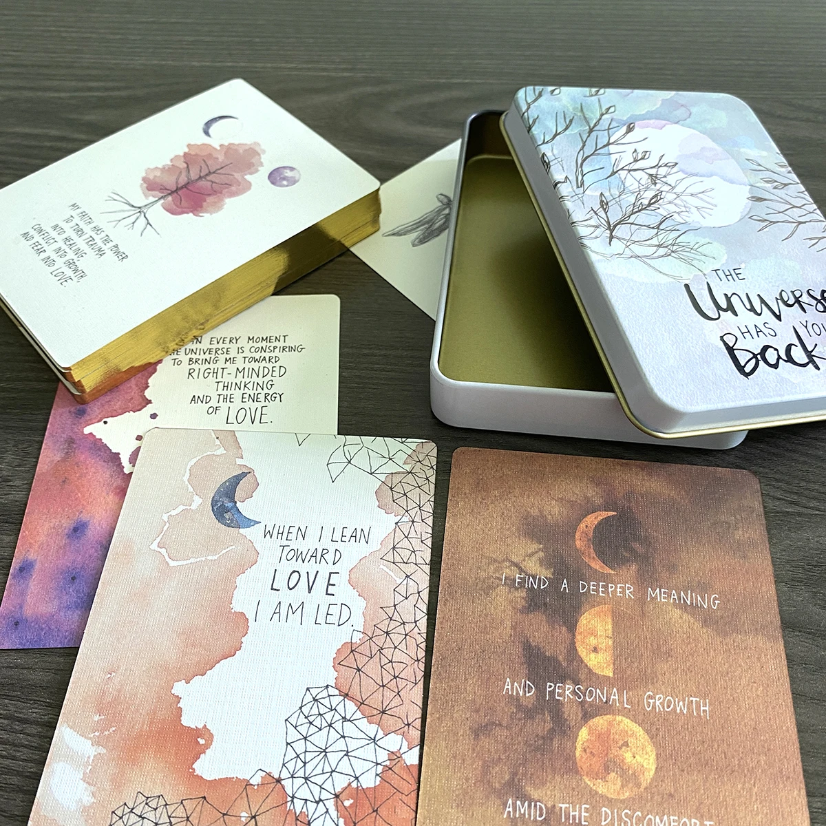 

the Universe Has Your Back cards Transform Fear to Faith oracle tarot Cards metal iron box tin gilded edge Oracle of the 7