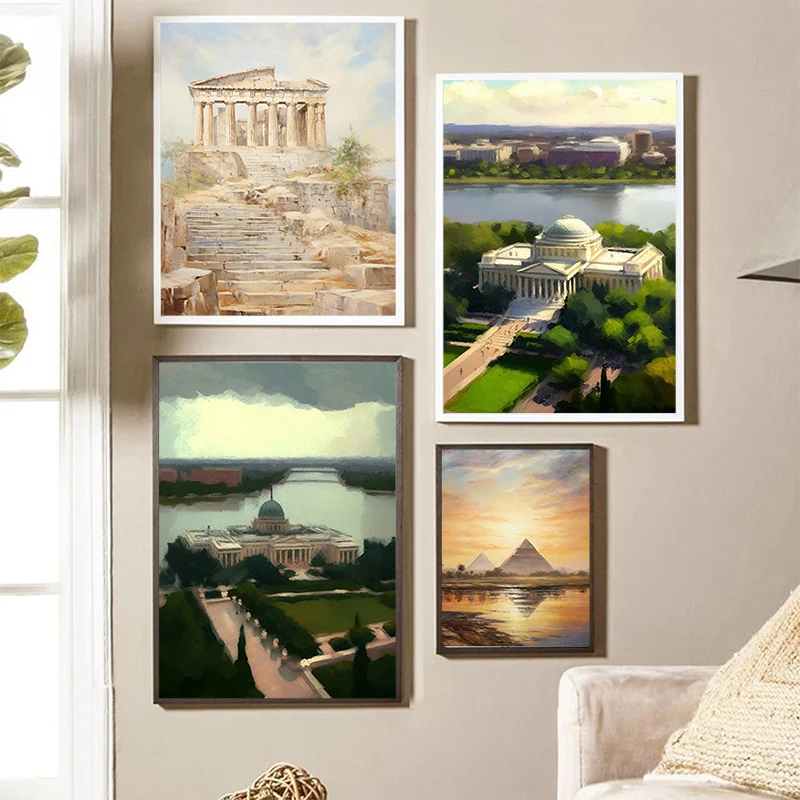 Классический стиль Вашингтон DC Египет Гиза Древняя Греция Парфенон Холст с