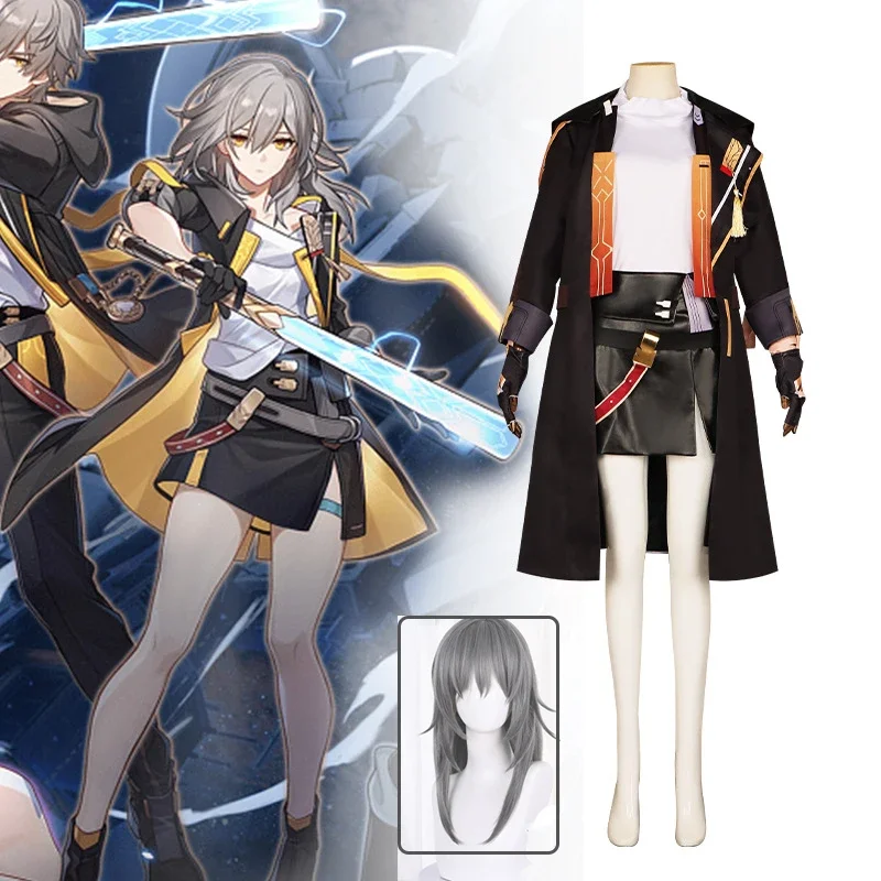 

Женский парик со шлейфом для косплея, костюм в стиле игры хонькай, Звездный рельс, женское платье, Тренч, наряд, парик для Хэллоуина