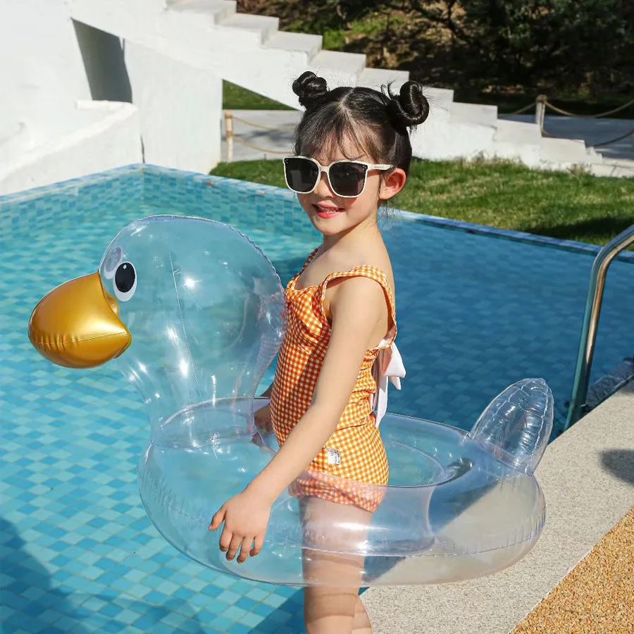 

Clear Duck Swimming Ring for Kids Baby Inflatable Cute Transparent Swim Seat Ring Children Mattress Water Party Toy
