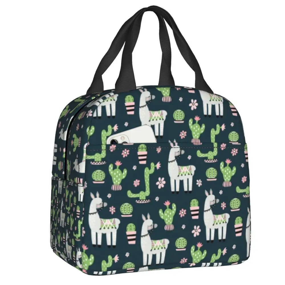 

Cute Llama Pattern Thermal Insulated Lunch Bags Women Animal Portable Lunch Tote for Kids School Children Storage Food Box