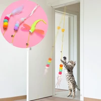 hanging automatic interactive cat toy funny mouse toys cat stick with bell toy for kitten playing teaser wand toy cat supplies