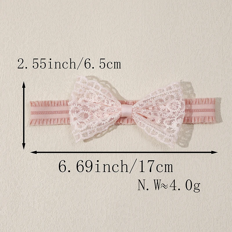 Милая розовая кружевная повязка на голову с бантом милый мягкий бант