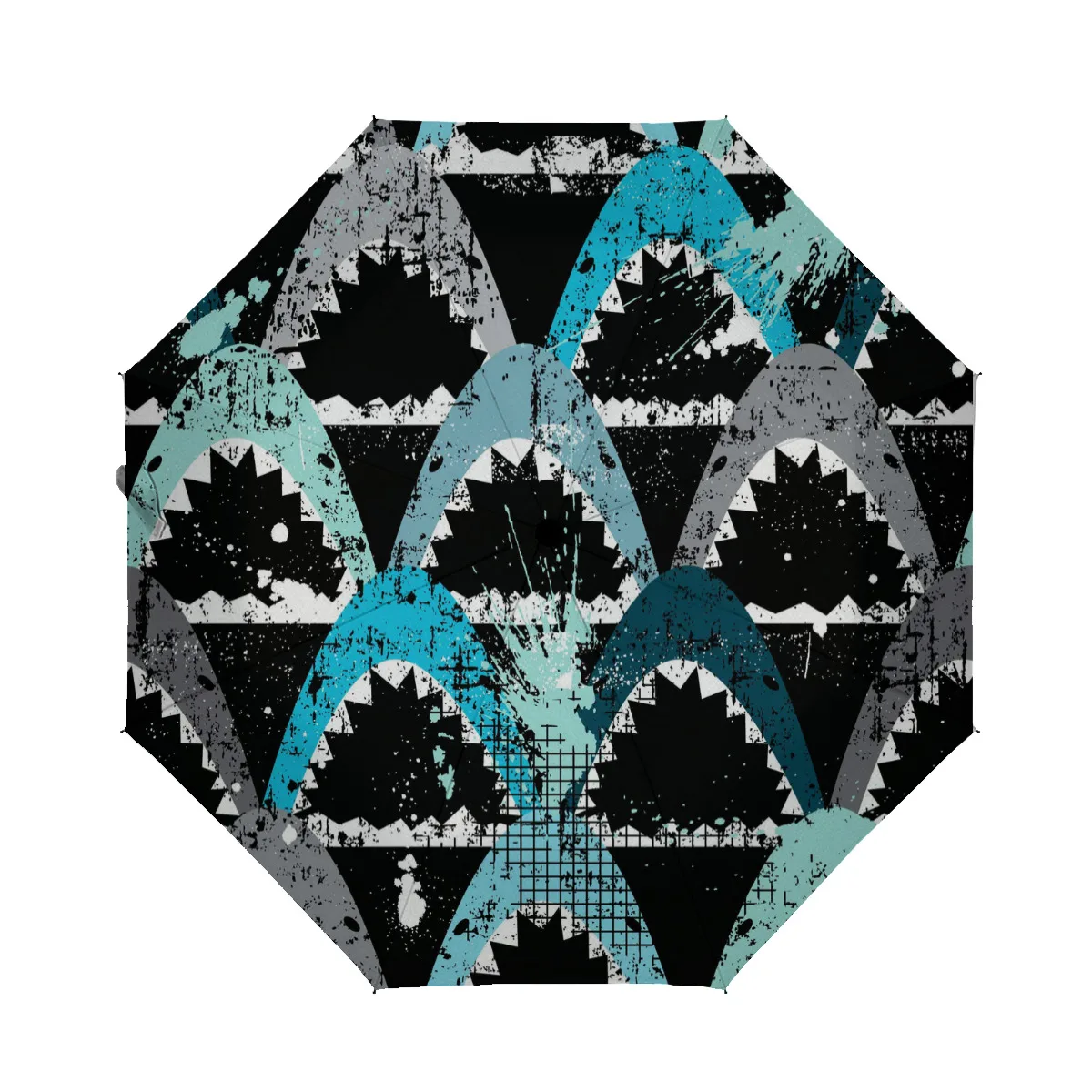 

Kids Umbrella Abstrac Sharks Mouth Cool Marine Animal Striped Auto Open Close Small Compact Travel Sun Uv Rain Windproof Foldabl