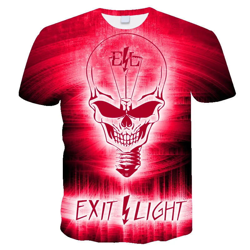 

Monochrome Men Vintage 3D Graphic T Shirts Skull Printed T-shirt Short Sleeve Casual Clothing Tee Horror Y2K Cool Streetwear