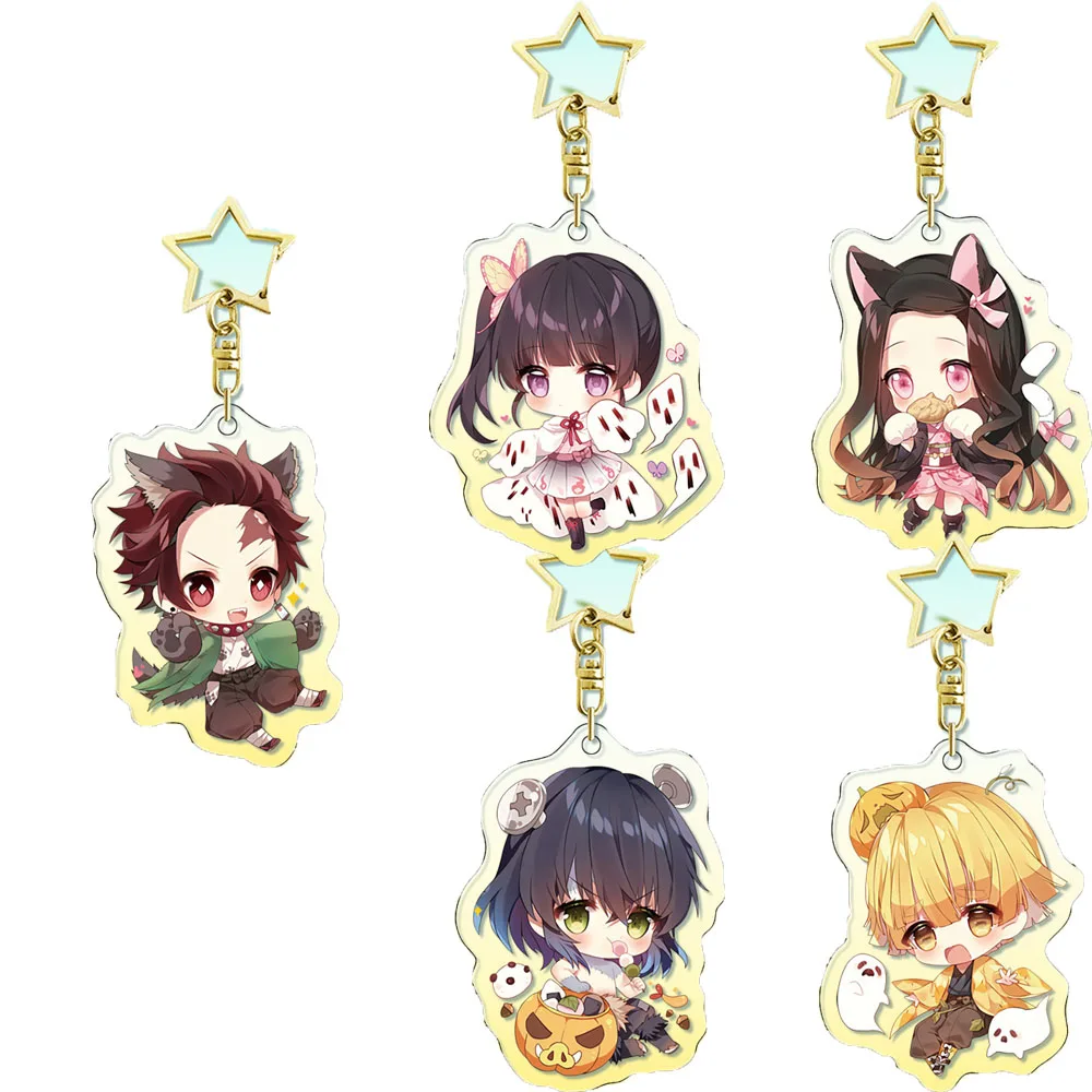 Брелок для ключей из акрила с подвеской в виде звезды из аниме «киметасу», «No Yaiba», рассекающий демонов, Tanjirou, Zenitsu, Nezuko, Kyoujurou, Giyuu, Mitsuri, Kanao, Shinobu