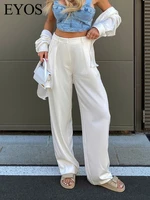 summer white women suit pants baggy straight leg wide leg fashion casual elegant sweet comfy female clothing korean style new