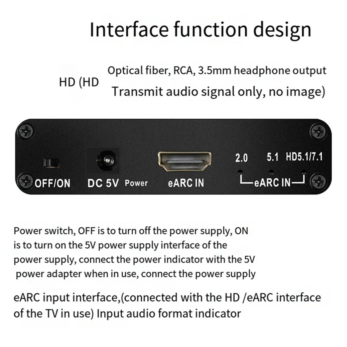 HDMI-совместимый аудиоэкстрактор EARC ARC конвертер 192 кГц адаптер аудиоэкстрактора в