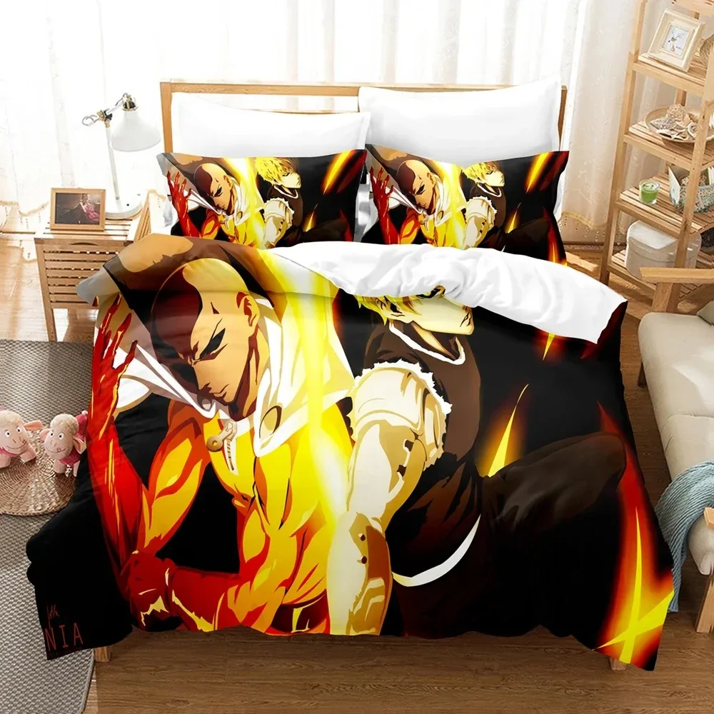 3D Anime Duvet One Punch Man Cover Sets Pillowcase Bedding Set Kids Children Gift Girls twin full Queen King Size Bed Linen
