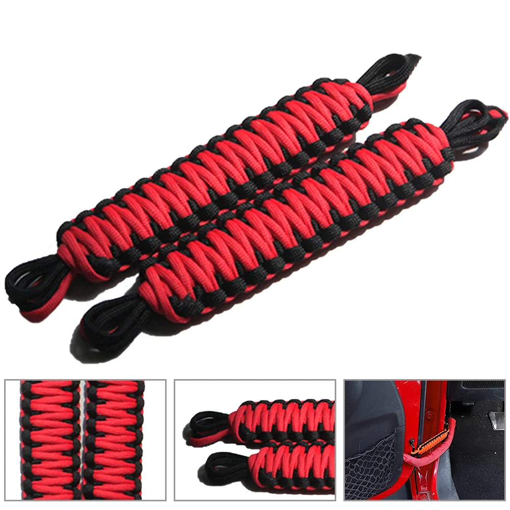 

2pcs Black&Red Car Door Limit Strap Bandage Rope For Jeep Wrangler YJ CJ TJ JK 2007-2020 Adjustable Replacement Door Check Strap