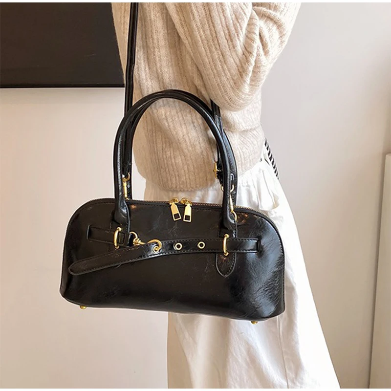 Женская винтажная сумка в виде ракушки на ремне с верхней ручкой большая