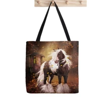 women shopper bag gypsy vanner horse kawaii bag harajuku shopping canvas shopper bag girl handbag tote shoulder lady bag