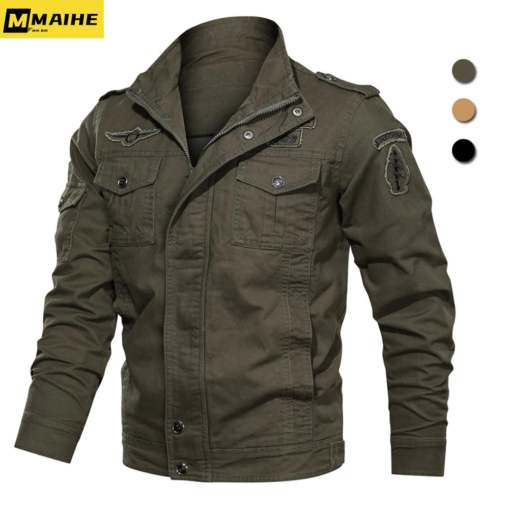 

Air Force Military Jacket Men Fleece Army Bomber Jackets Plus Size 6XL Vintage Spring Winter Casual Cargo Coat Jaqueta Masculina