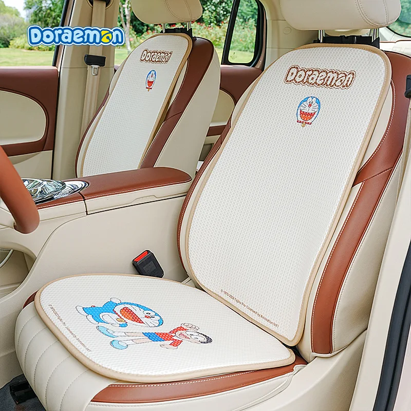 

Kawaii Doraemon Car Seat Cover Accessories Summer Protective Cushion Protective Cover Front Rear Full Set of Auto Accessories